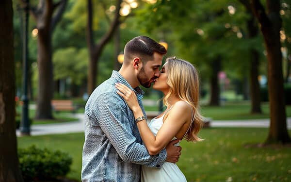 Verbotene Frühlingslust im Park